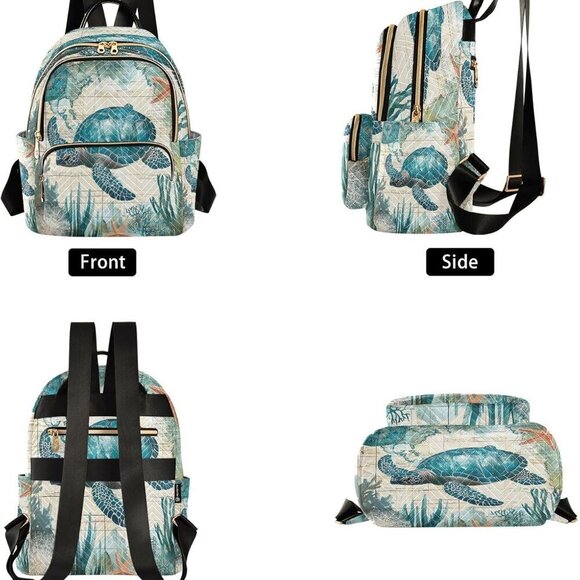 Women Mini Travel Backpack Sea Turtle Pattern Lightweight Shoulder Daypack main image 7